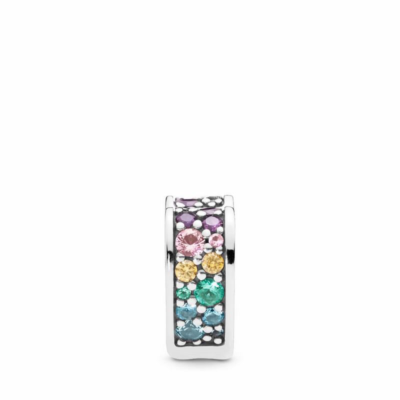 Pandora Multi-colored Arc Of Love Clip - Sterling Silver/Silicone/Blue/Mixed Stones/Cubic Zirconia -